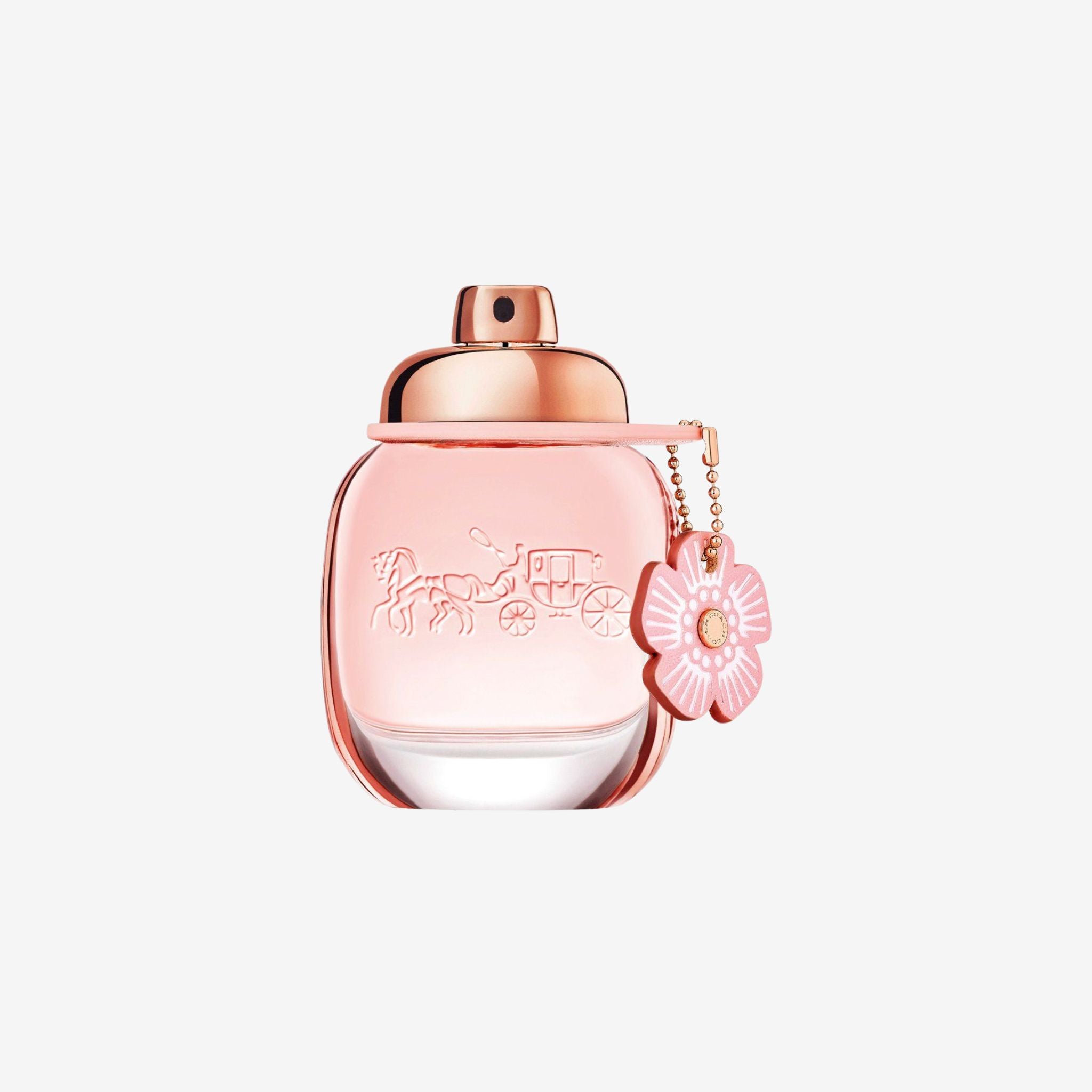 Coach Floral Eau de Parfum bottle with tea rose charm. Fresh pineapple and rose notes. Best long lasting original perfume for women price in Pakistan.