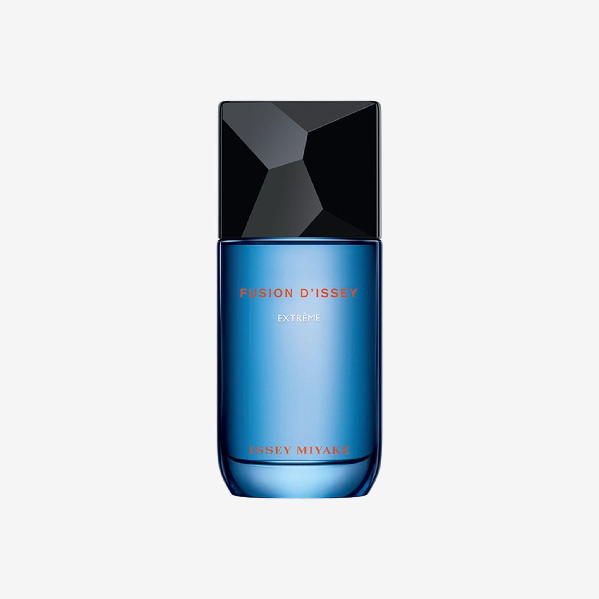Issey Miyake Fusion Extreme EDT perfume bottle on a light grey background featuring its bold darker bottle and masculine minimalist design.