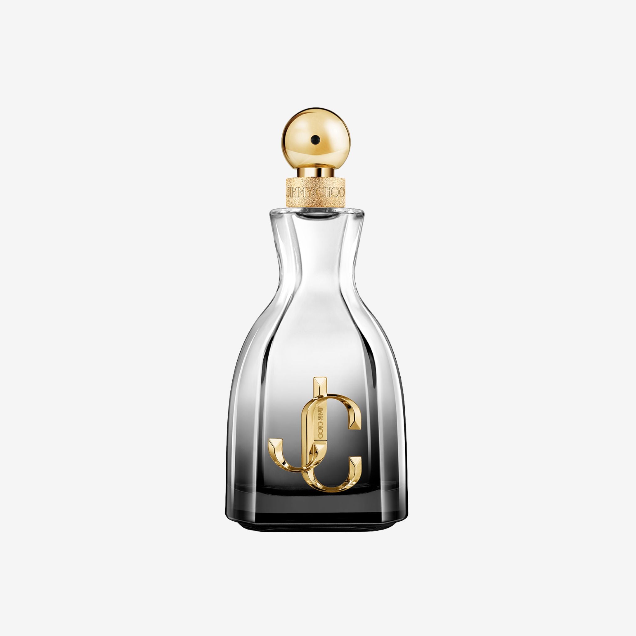 Jimmy Choo I Want Choo Forever Eau de Parfum for women 100ml displayed on a cream background with its luxurious black bottle and gold detailing.