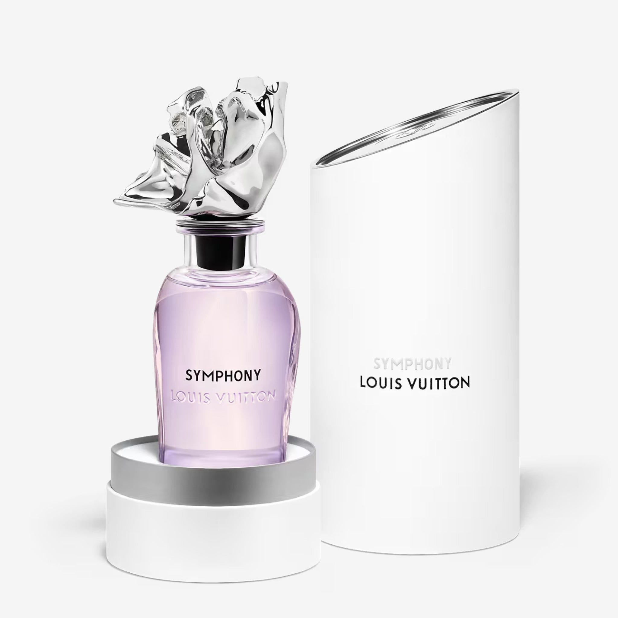 Louis Vuitton Symphony Extrait de Parfum 100ml in Frank Gehry-designed curved bottle—original luxury perfume with grapefruit, ginger, and bergamot, long lasting unisex fragrance