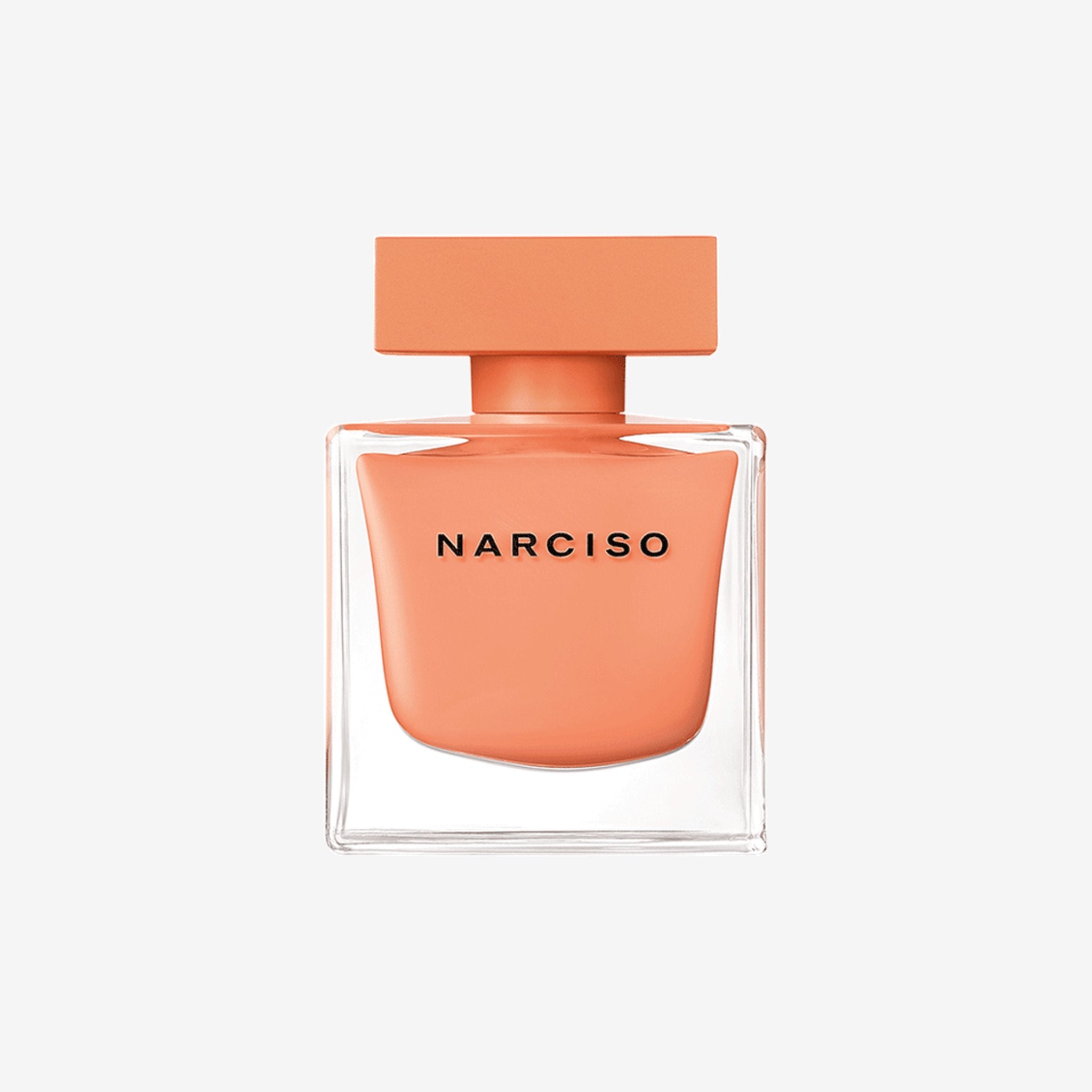 Narciso Rodriguez for Her Ambrée EDP 100ml in peach cube bottle—original perfume with frangipani, musk, and amber, long lasting fragrance for women
