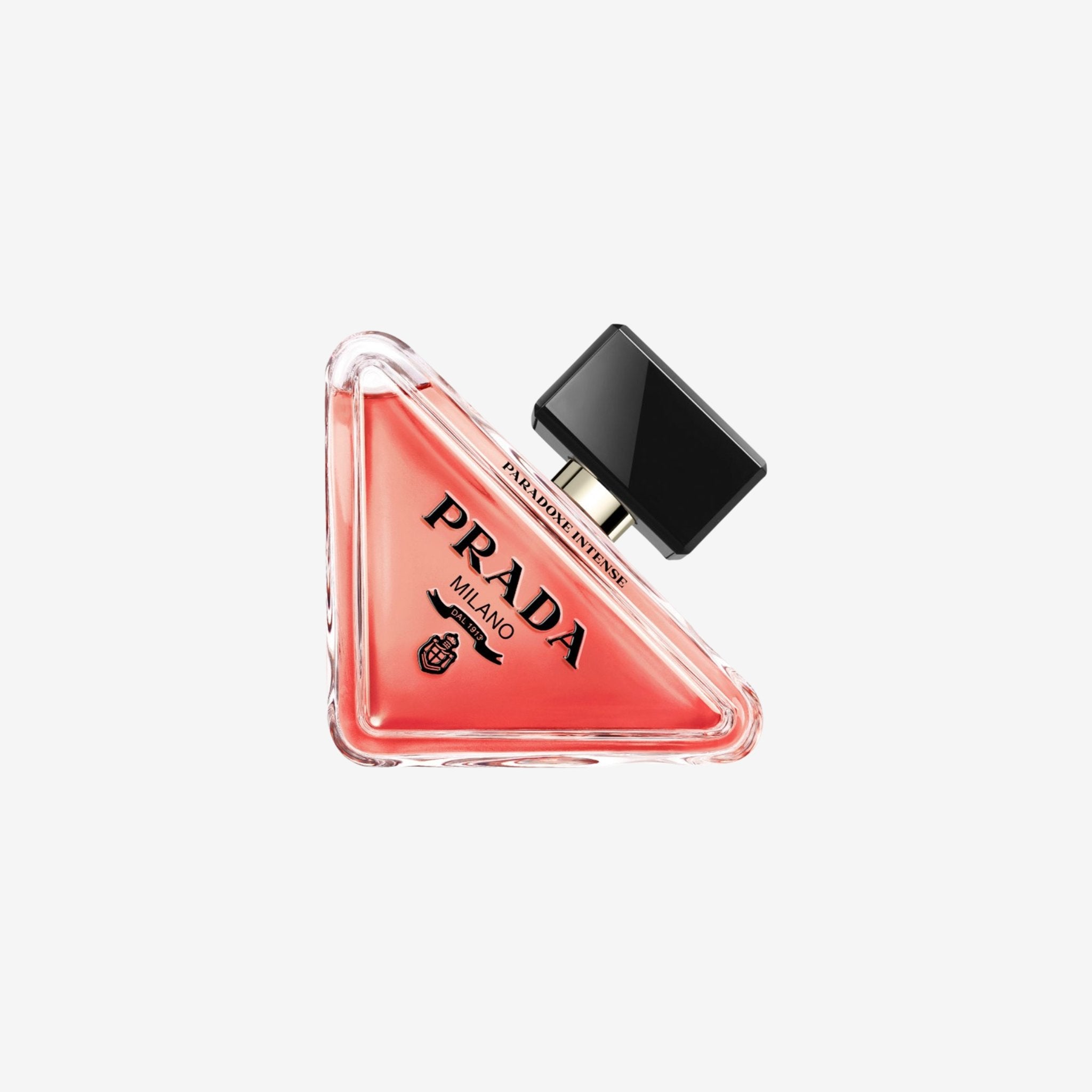 Prada Paradoxe Intense EDP 90ml in deep pink triangular bottle—original perfume with pear, jasmine, and Ambrofix amber, long lasting floral woody fragrance for women