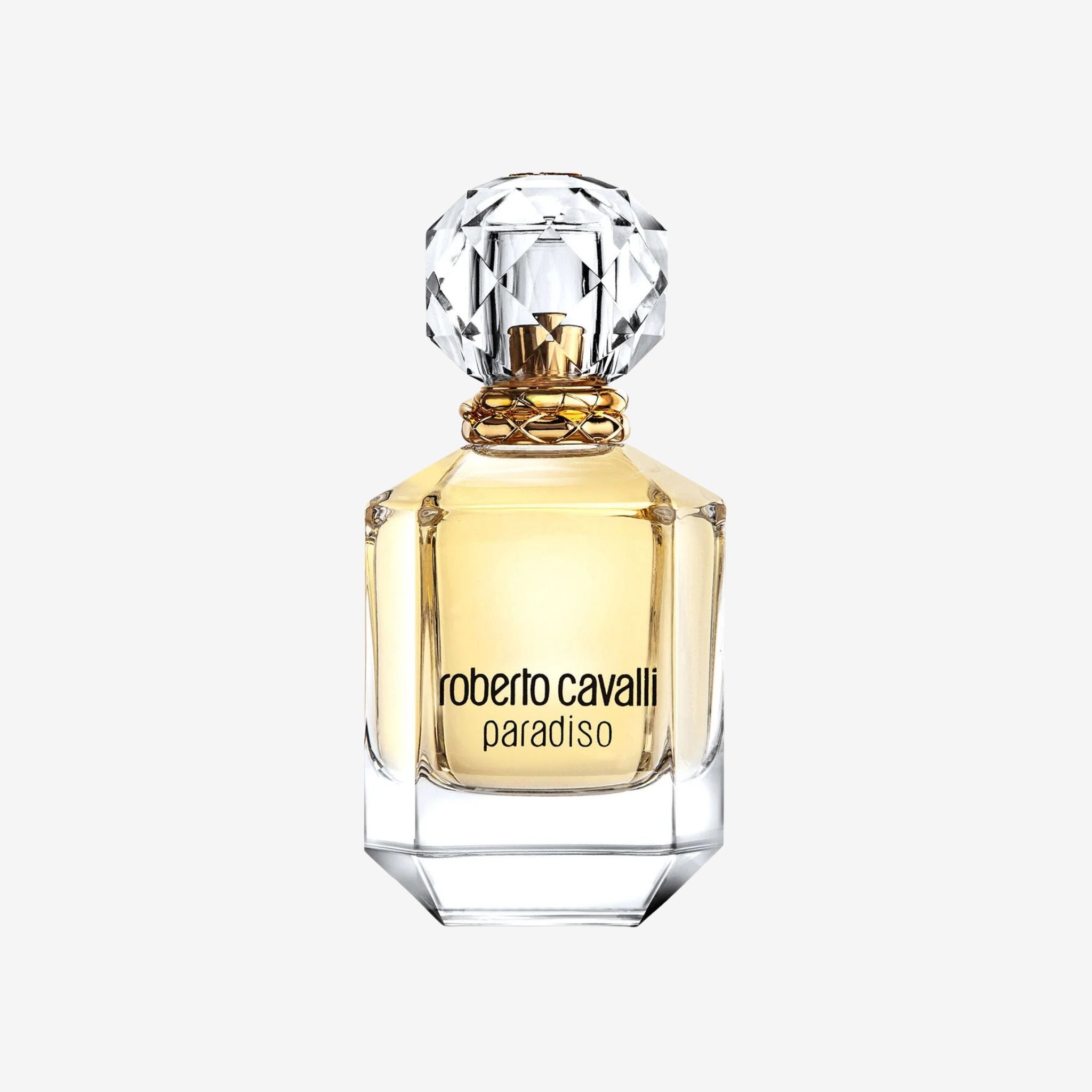 Roberto Cavalli Paradiso perfume bottle on a white background